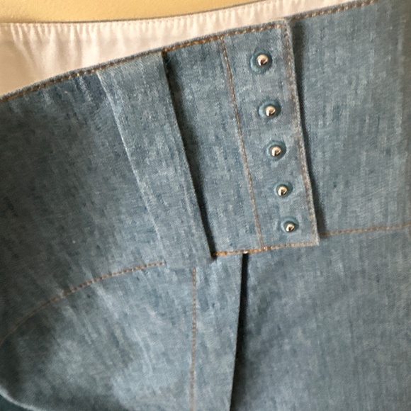 Derek Lam 10 Crosby Light Denim Asymmetric slit long pencil skirt size 6 - Picture 4 of 7